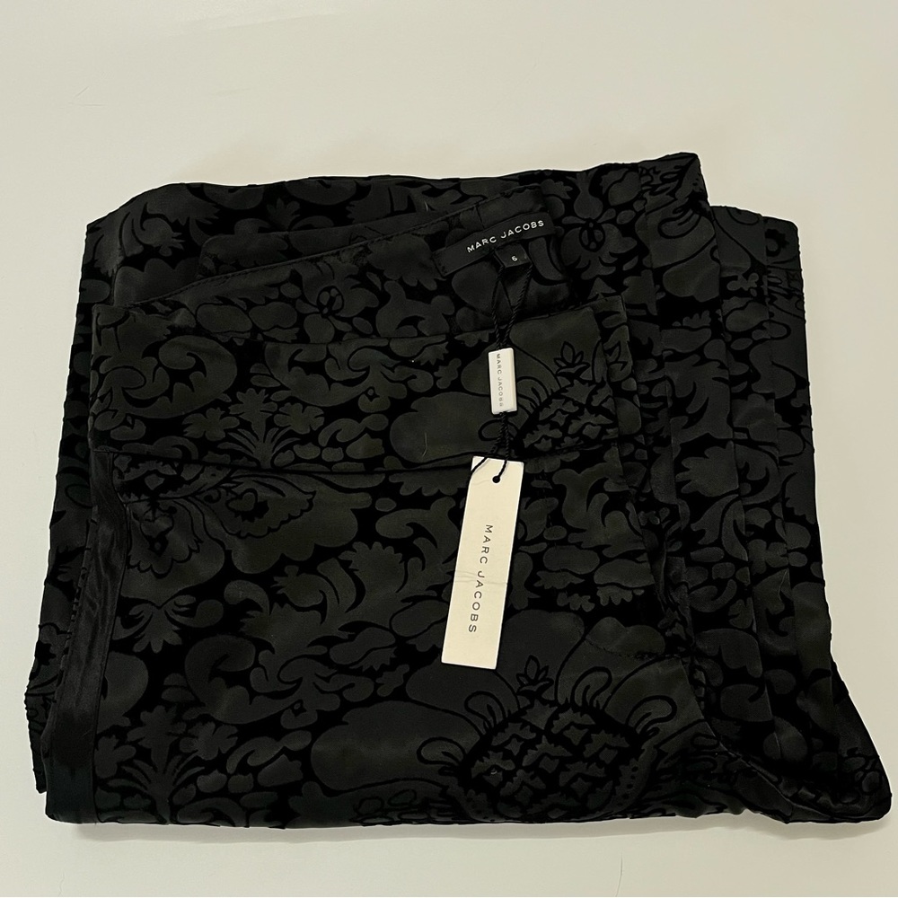 Marc Jacobs Velvet Burnout Brocade Print Wide Leg Trouser Pants 6 Brand New NWT - Picture 11 of 11